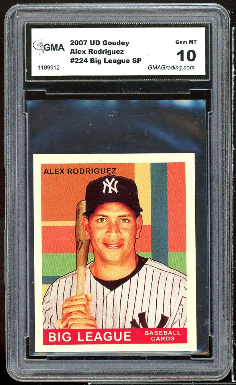 Alex Rodriguez Card 2007 UD Goudey Big League SP #224 GMA 10 GEM MT Image 1