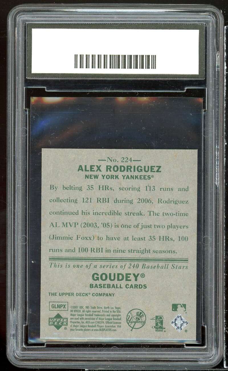 Alex Rodriguez Card 2007 UD Goudey Big League SP #224 GMA 10 GEM MT Image 2