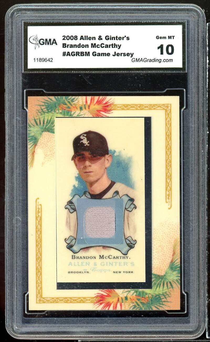 Brandon McCarthy Card 2008 Allen n Ginter's Game Jersey #AGRBM GMA 10 GEM MT Image 1