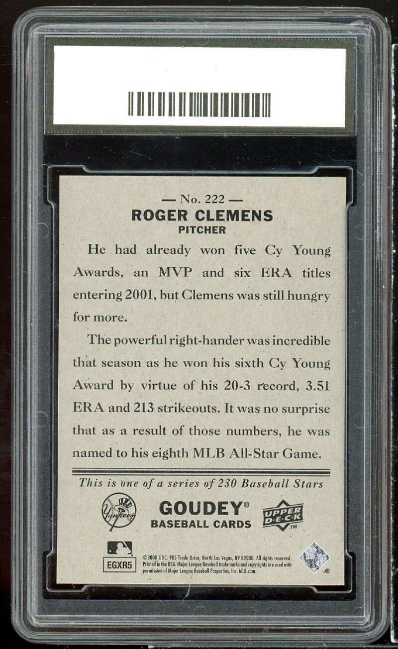 Roger Clemens Card 2008 UD Goudey SP #22 GMA 10 GEM MT Image 2