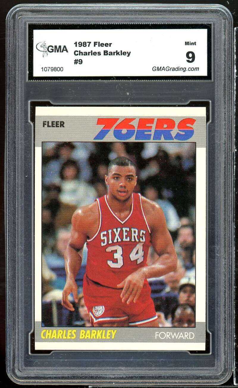 Charles Barkley Card 1987-88 Fleer #9 GMA 9 MINT Image 1