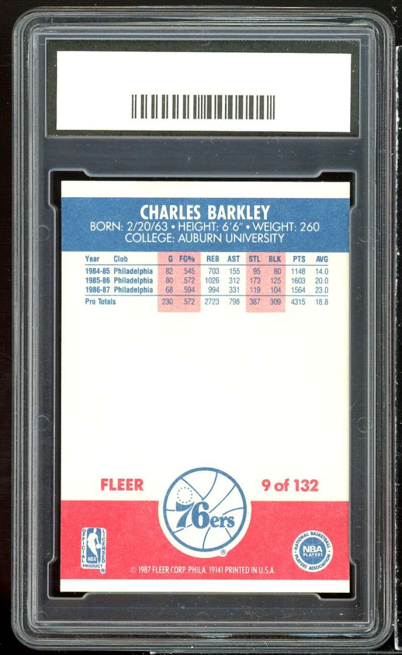 Charles Barkley Card 1987-88 Fleer #9 GMA 9 MINT Image 2