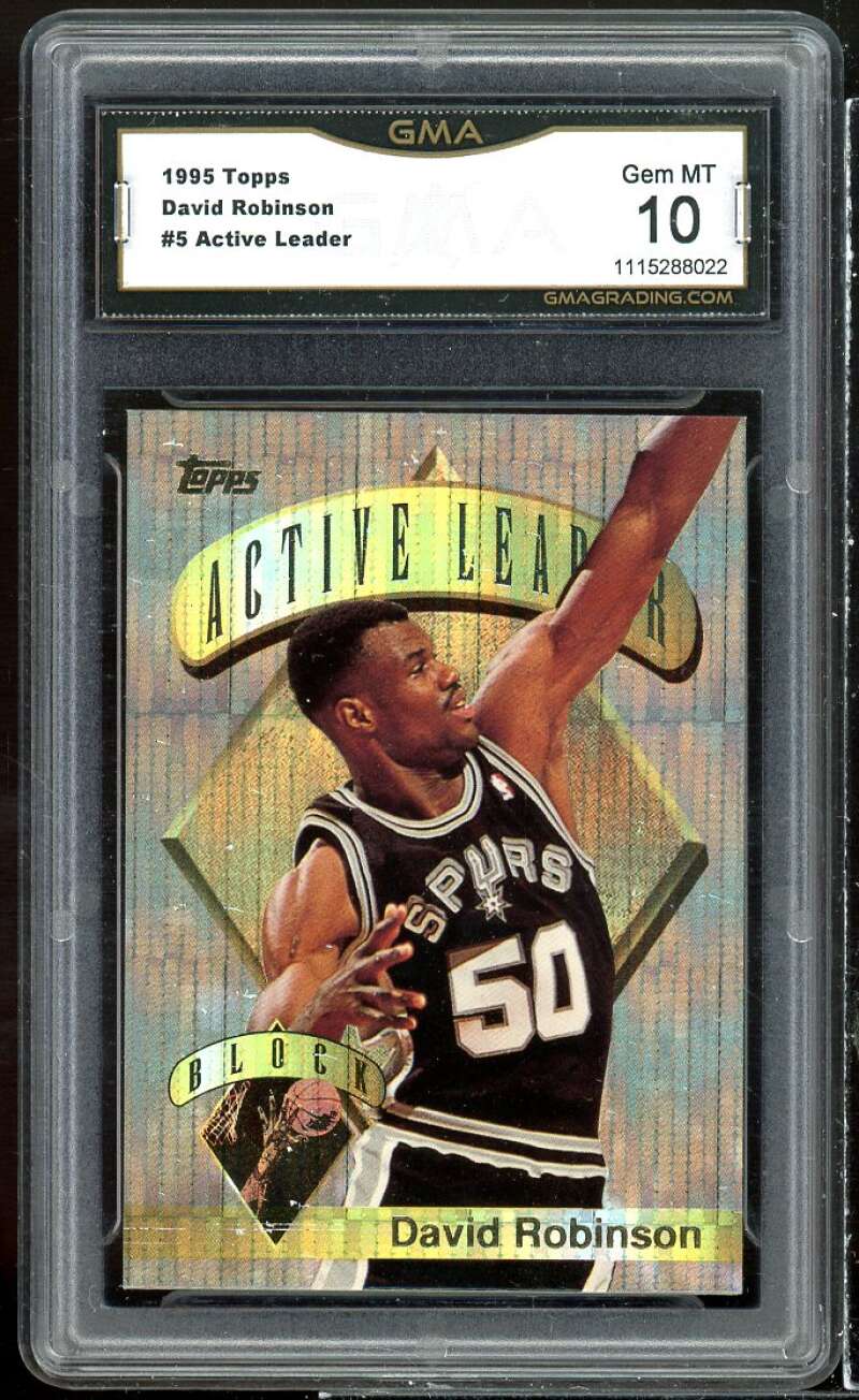 David Robinson Card 1995 Topps Active Leader #5 GMA 10 GEM MT Image 1