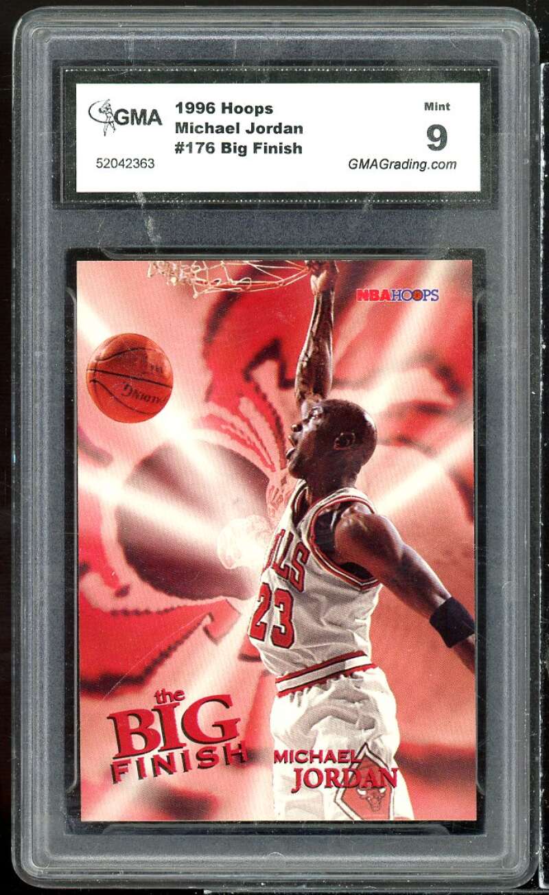 Michael Jordan Card 1996-97 Hoops Big Finish #176 GMA 9 MINT Image 1