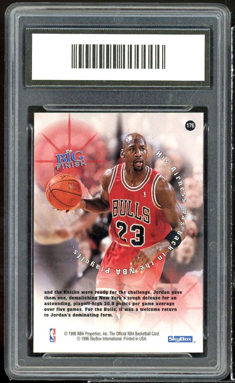 Michael Jordan Card 1996-97 Hoops Big Finish #176 GMA 9 MINT Image 2