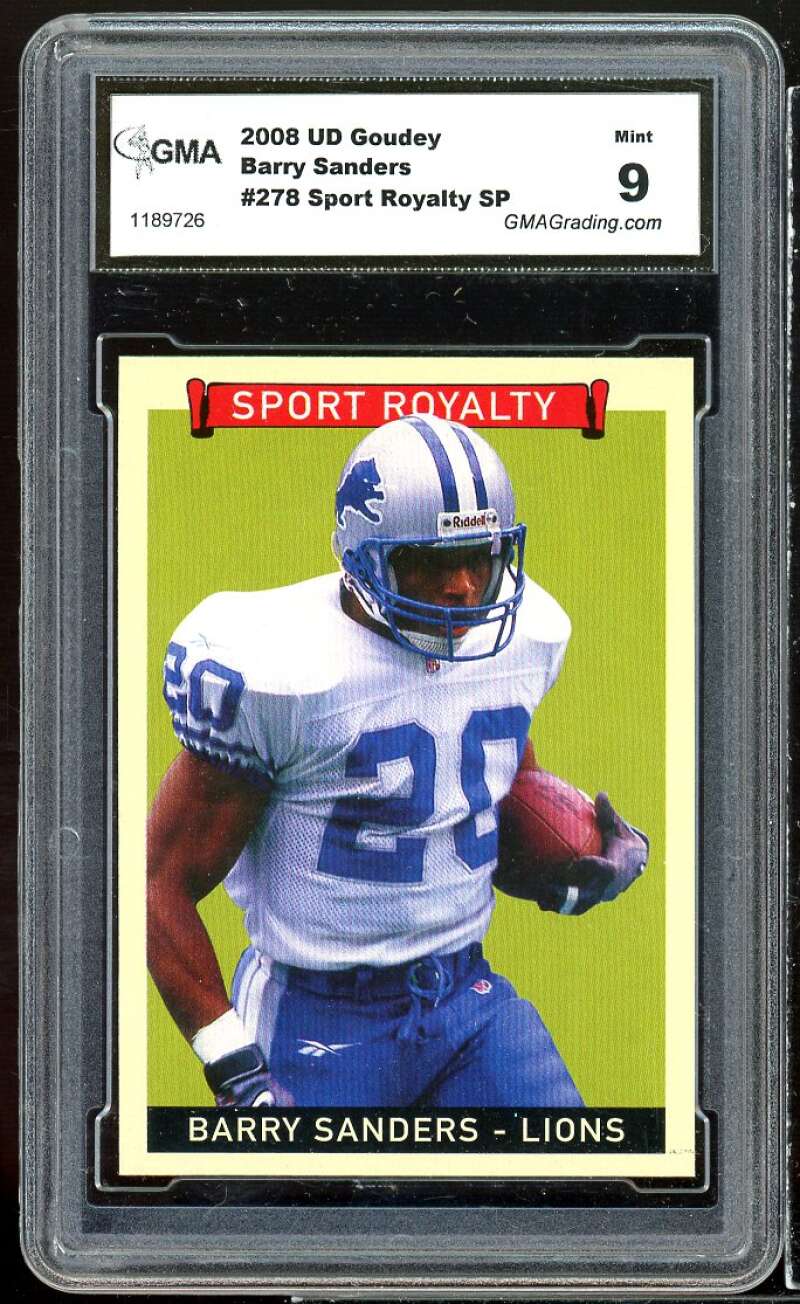Barry Sanders Card 2008 UD Goudey Sports Royalty SP #278 GMA 9 MINT Image 1