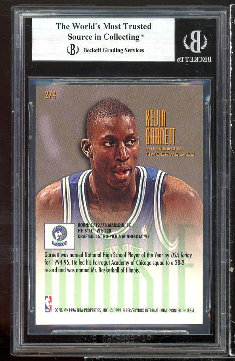 Kevin Garnett Rookie Card 1995-96 Ultra #274 BGS 9 Image 2