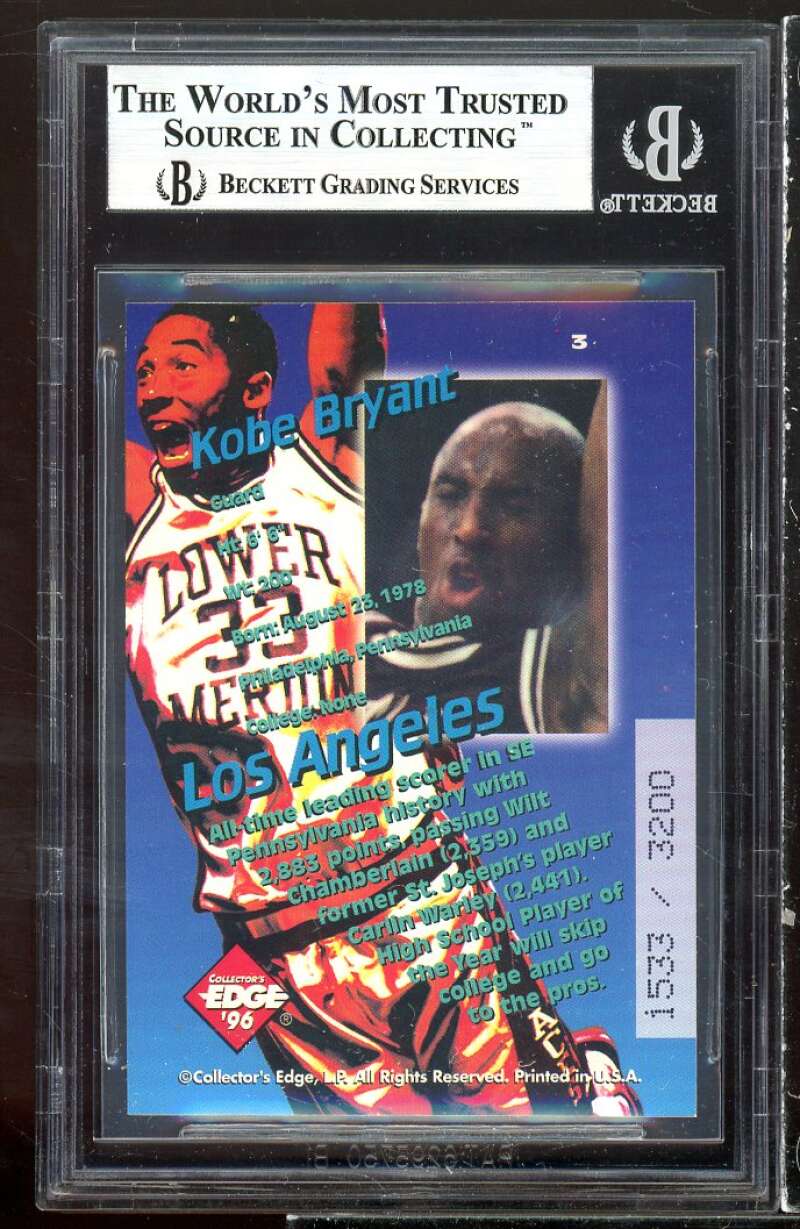 Kobe Bryant Rookie 1996 Collector's Edge Key Kraze #3 BGS 8.5 (9.5 9.5 8.5 8.5) Image 2