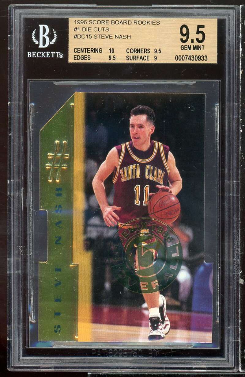 Steve Nash Rookie Card 1996 Score Board Rookies Die Cuts #dc15 BGS 9.5 Image 1