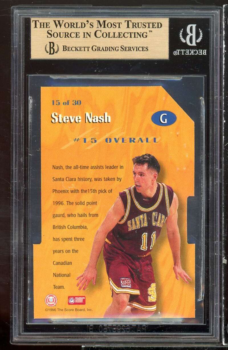 Steve Nash Rookie Card 1996 Score Board Rookies Die Cuts #dc15 BGS 9.5 Image 2