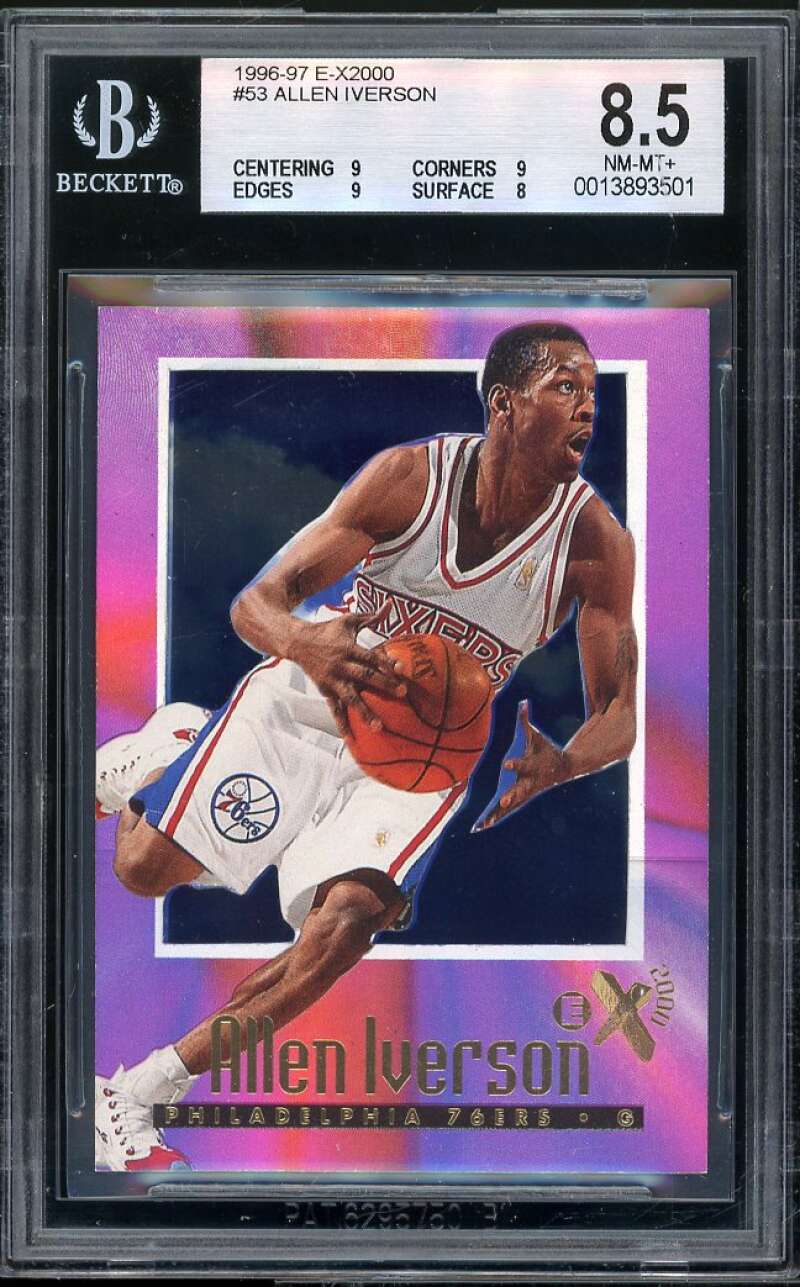 Allen Iverson Rookie Card 1996-97 E-X2000 #53 BGS 8.5 (9 9 9 8) Image 1