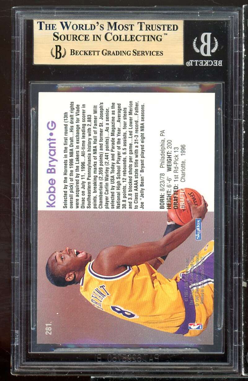 Kobe Bryant Rookie Card 1996-97 Hoops #281 BGS 9.5 Image 2