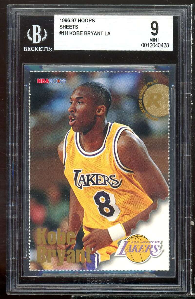 Kobe Bryant Rookie Card 1996-97 Hoops Sheets #1h BGS 9 Image 1