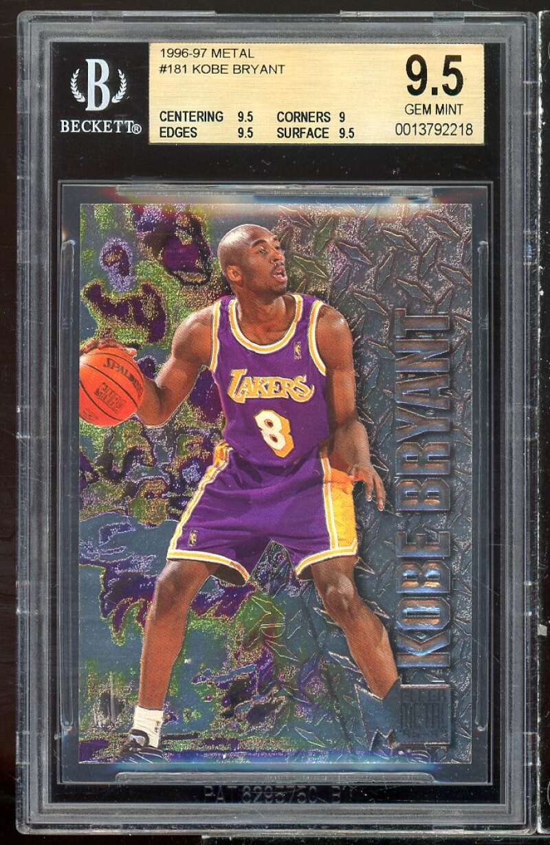 Kobe Bryant Rookie Card 1996-97 Metal #181 BGS 9.5 (9.5 9 9.5 9.5) Image 1