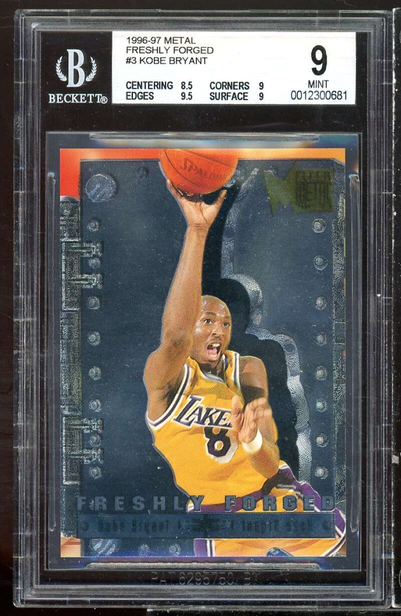 Kobe Bryant Rookie Card 1996-97 Metal Freshly Forged #3 BGS 9 (8.5 9 9.5 9) Image 1