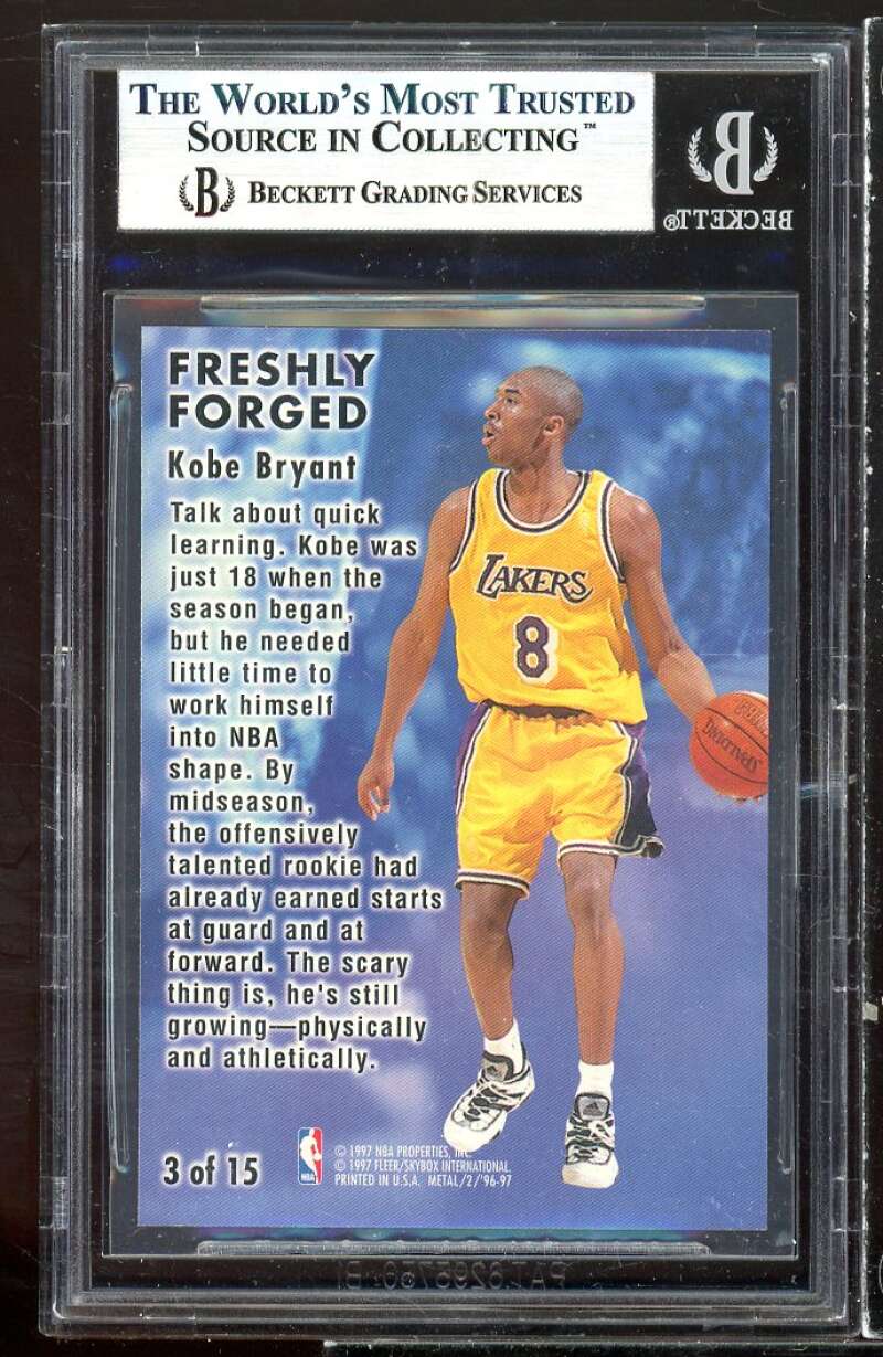 Kobe Bryant Rookie Card 1996-97 Metal Freshly Forged #3 BGS 9 (8.5 9 9.5 9) Image 2