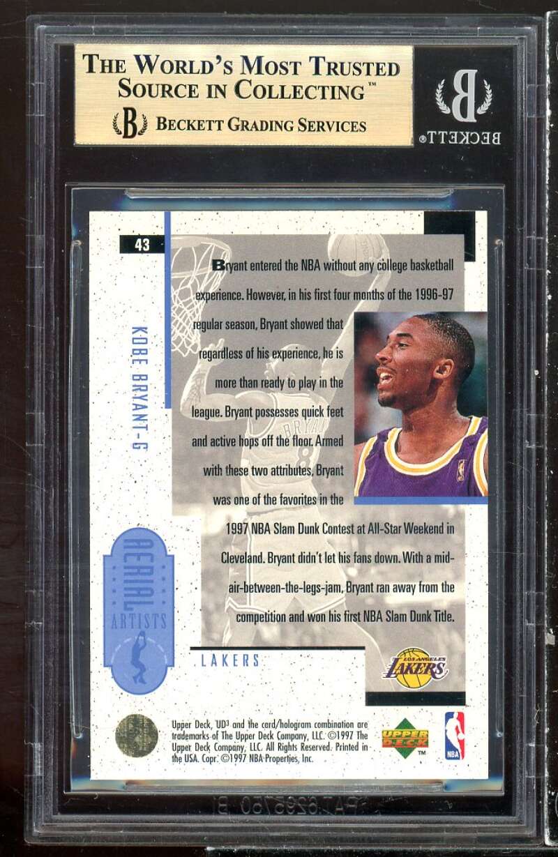 Kobe Bryant Rookie Card 1996-97 UD3 #43 BGS 9.5 Image 2