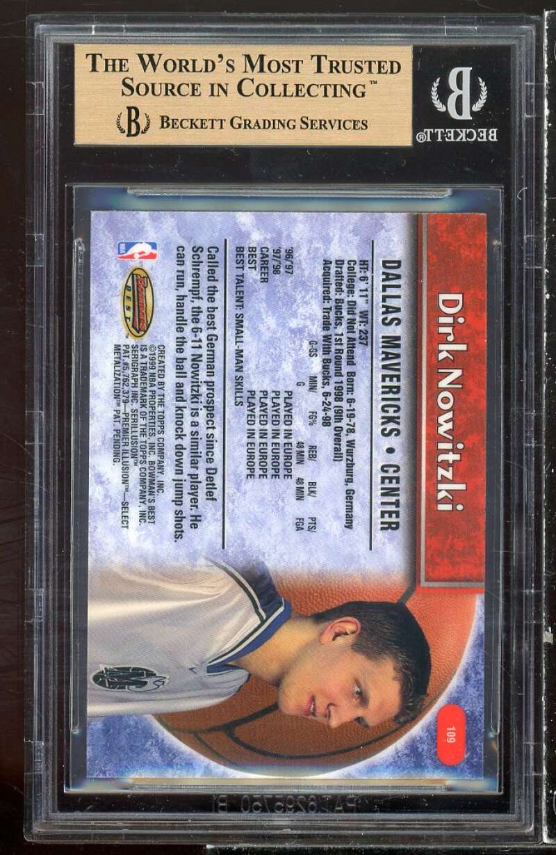 Dirk Nowitzki Rookie Card 1998-99 Bowman's Best #109 BGS 9.5 (9 9.5 9.5 9.5) Image 2