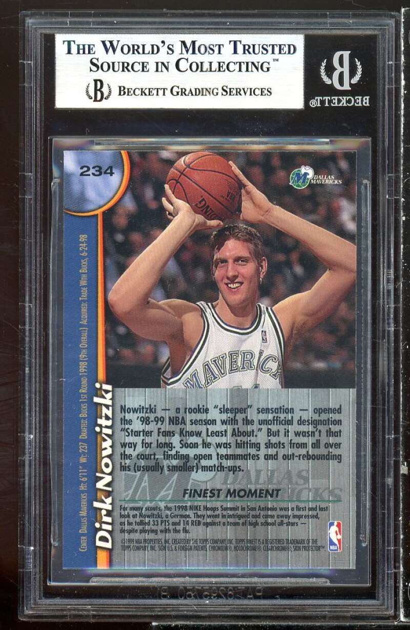 Dirk Nowitzki Rookie Card 1998-99 Finest #234 BGS 9 Image 2