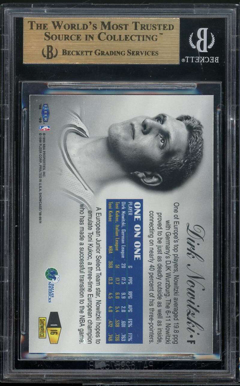 Dirk Nowitzki Rookie Card 1998-99 Flair Row 1 #16 BGS 9.5 (10 9.5 10 9) Image 2