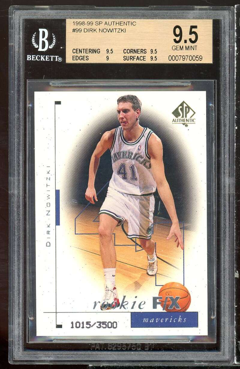 Dirk Nowitzki Rookie Card 1998-99 SP Authentic #99 BGS 9.5 (9.5 9.5 9 9.5) Image 1