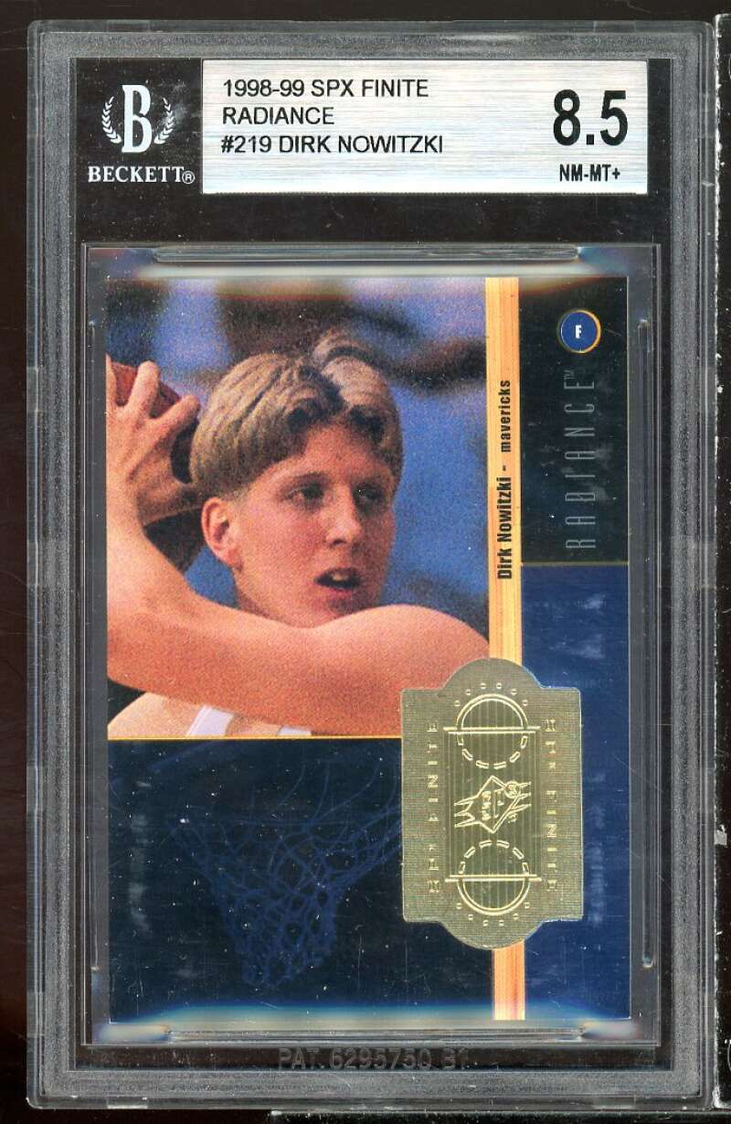 Dirk Nowitzki Rookie 1998-99 SPX Finite Radiance #219 BGS 8.5 (9.5 8 8.5 8.5) Image 1