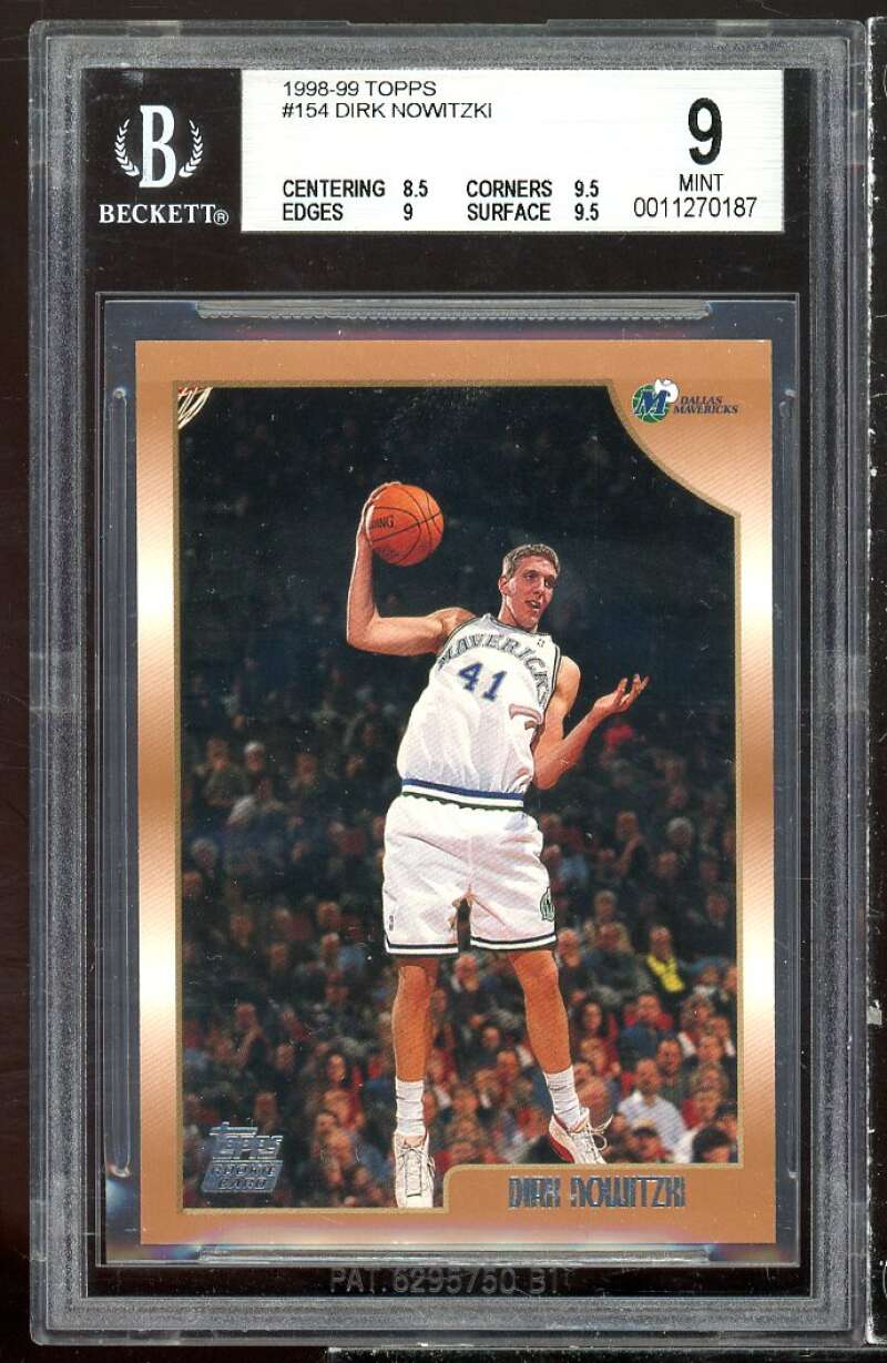 Dirk Nowitzki Rookie Card 1998-99 Topps #154 BGS 9 (8.5 9.5 9 9.5) Image 1