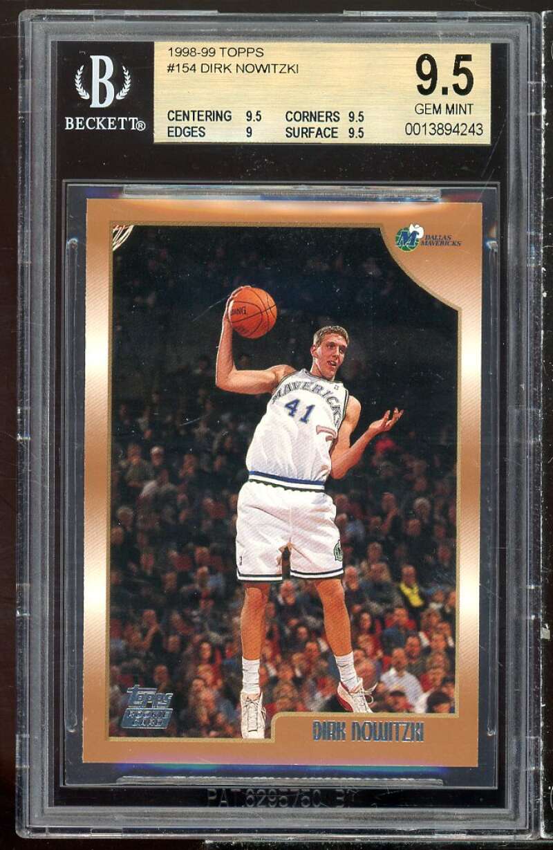 Dirk Nowitzki Rookie Card 1998-99 Topps #154 BGS 9.5 (9.5 9.5 9 9.5) Image 1