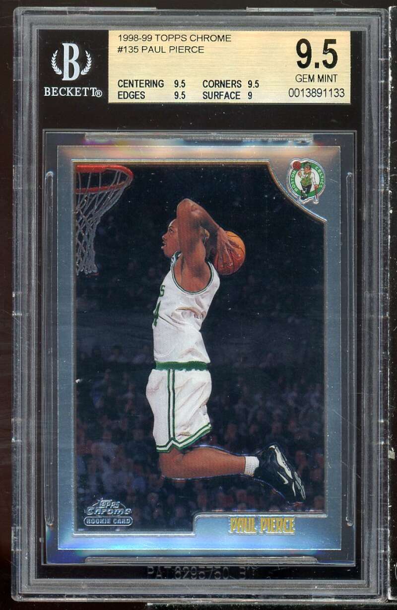 Paul Pierce Rookie Card 1998-99 Topps Chrome #135 BGS 9.5 (9.5 9.5 9.5 9) Image 1