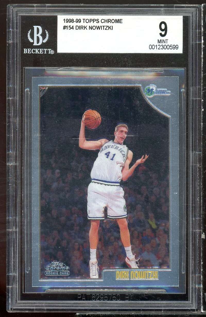 Dirk Nowitzki Rookie Card 1998-99 Topps Chrome #154 BGS 9 Image 1