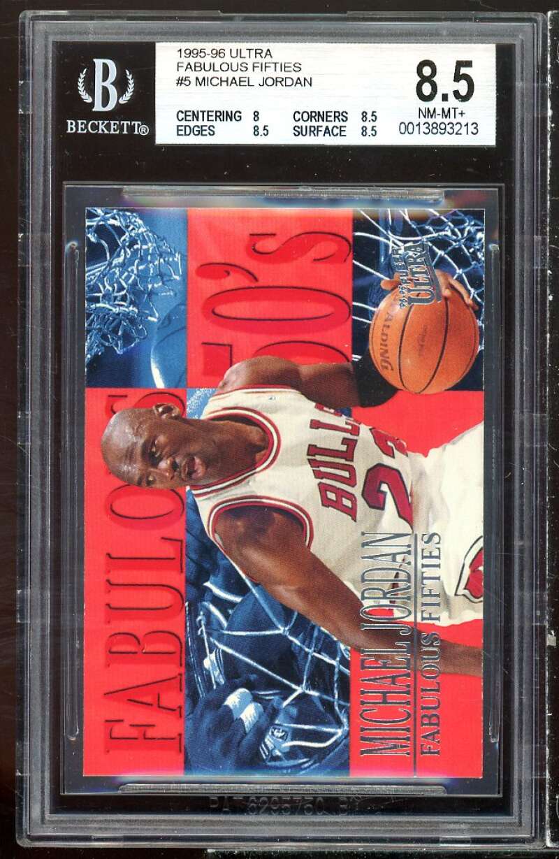 Michael Jordan Card 1995-96 Ultra Fabulous Fifties #5 BGS 8.5 (8 8.5 8.5 8.5) Image 1