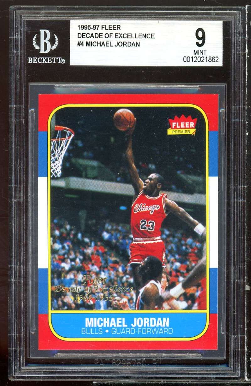 Michael Jordan Card 1996-97 Fleer Decade Of Excellence #4 BGS 9 Image 1