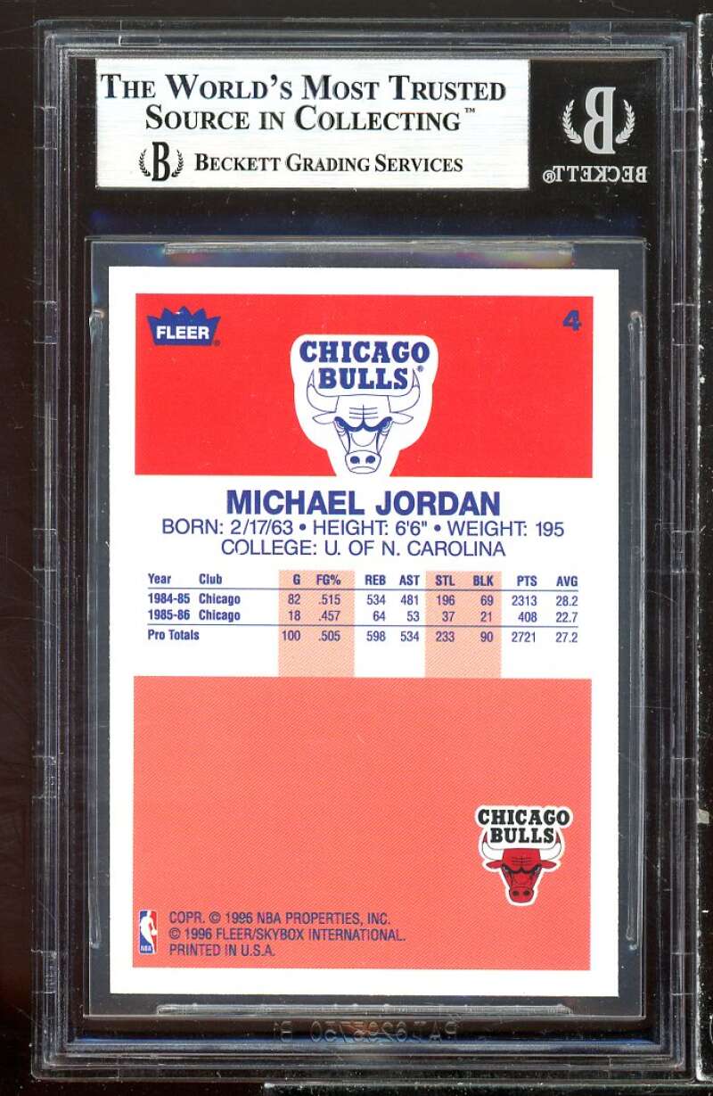 Michael Jordan Card 1996-97 Fleer Decade Of Excellence #4 BGS 9 Image 2