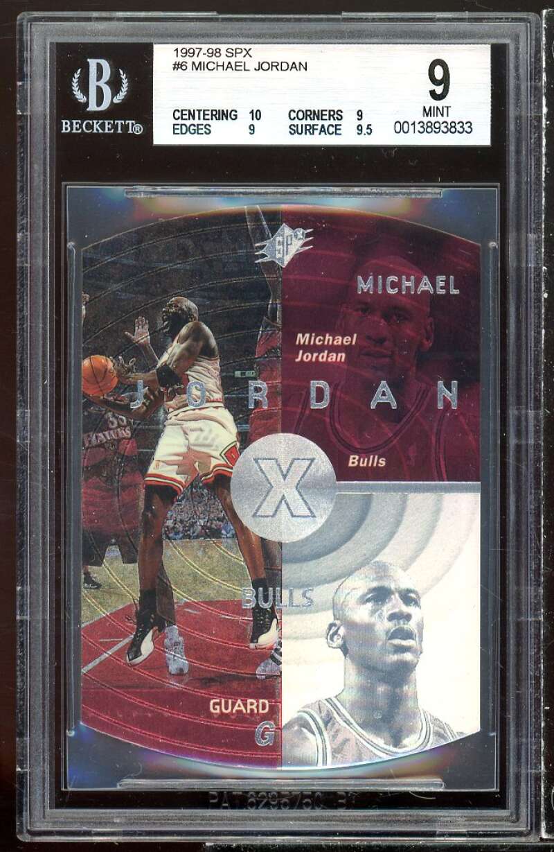 Michael Jordan Card 1997-98 SPX #6 BGS 9 (10 9 9 9.5) Image 1