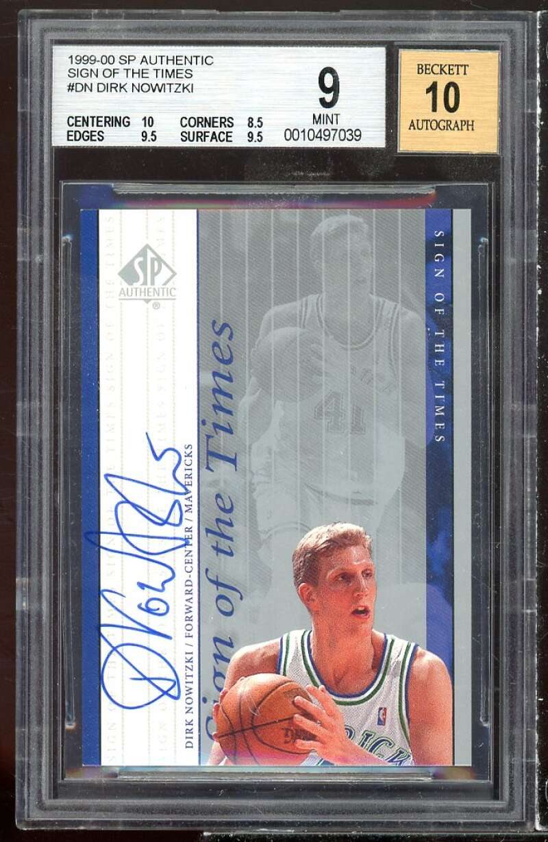 Dirk Nowitzki 1999-00 SP Authentic Sign of the Times #DN BGS 9 (10 8.5 9.5 9.5) Image 1