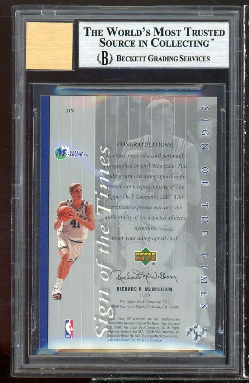 Dirk Nowitzki 1999-00 SP Authentic Sign of the Times #DN BGS 9 (10 8.5 9.5 9.5) Image 2