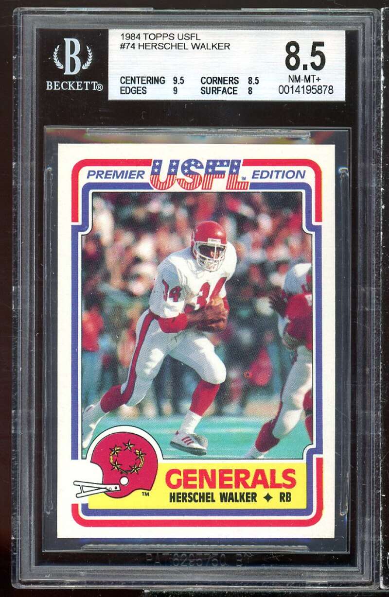 Herschel Walker Rookie Card 1984 Topps USFL #74 BGS 8.5 (9.5 8.5 9 8) Image 1