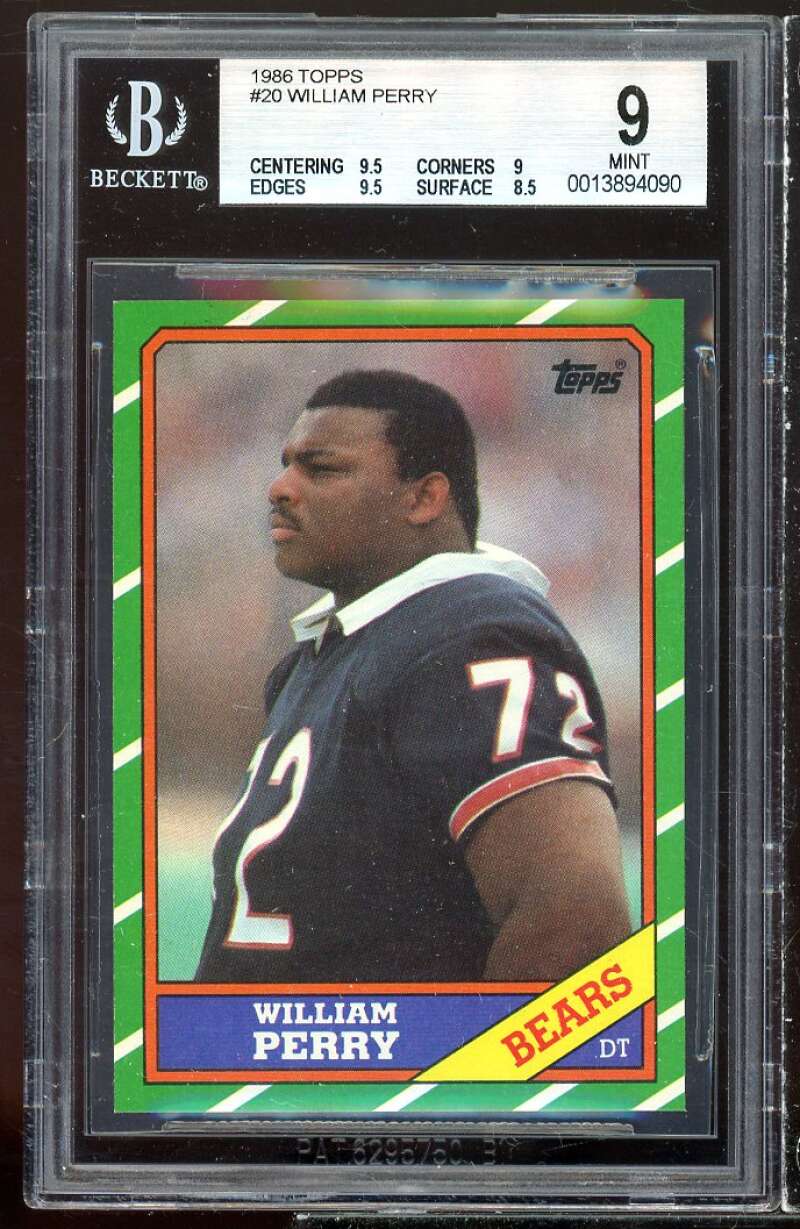 William Perry Rookie Card 1986 Topps #20 BGS 9 (9.5 9 9.5 8.5) Image 1