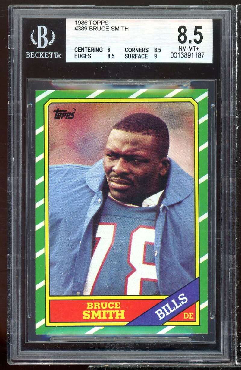 Bruce Smith Rookie Card 1986 Topps #389 BGS 8.5 (8 8.5 8.5 9) Image 1