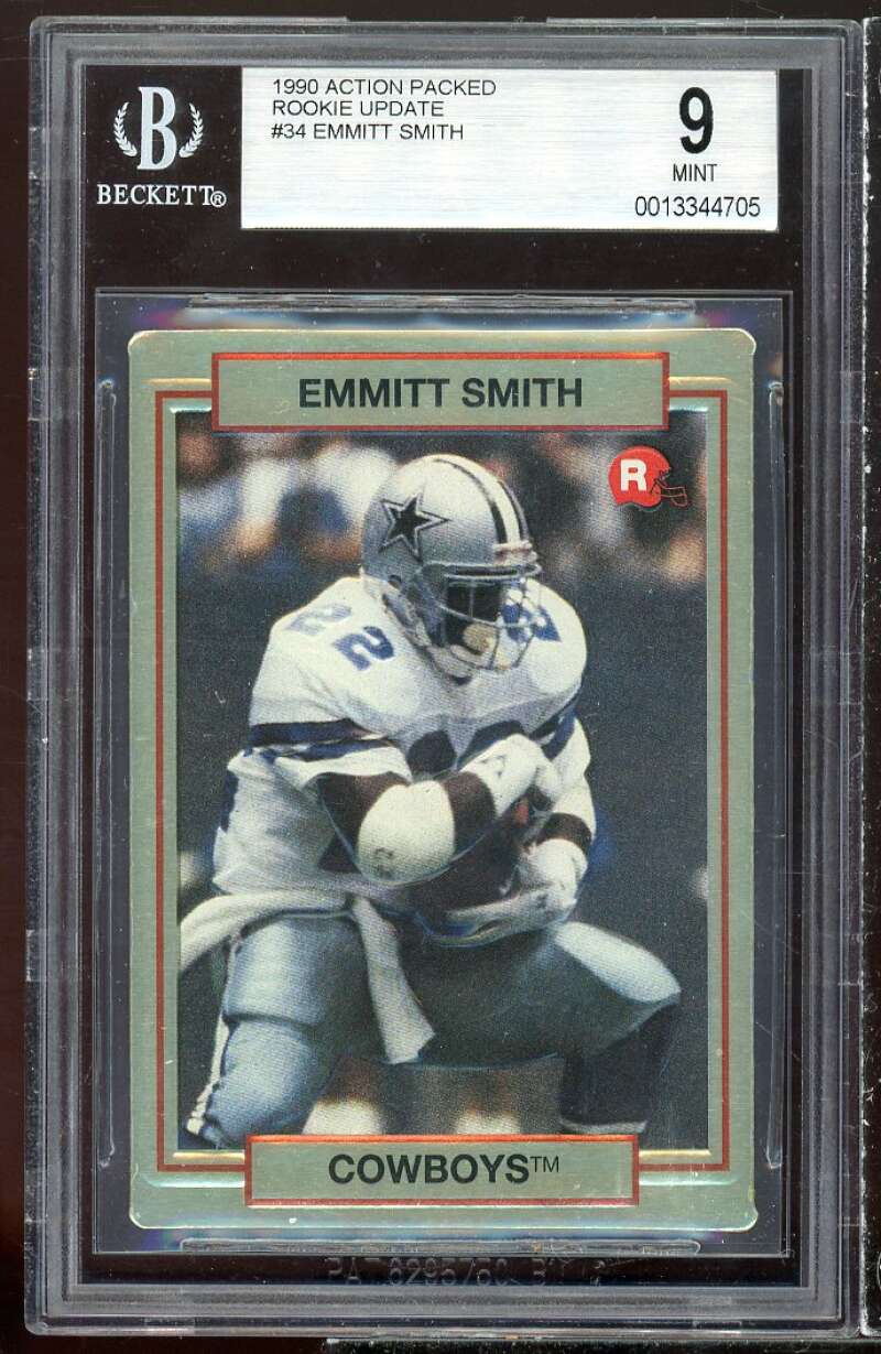 Emmitt Smith Rookie Card 1990 Action Packed Rookie Update #34 BGS 9 Image 1