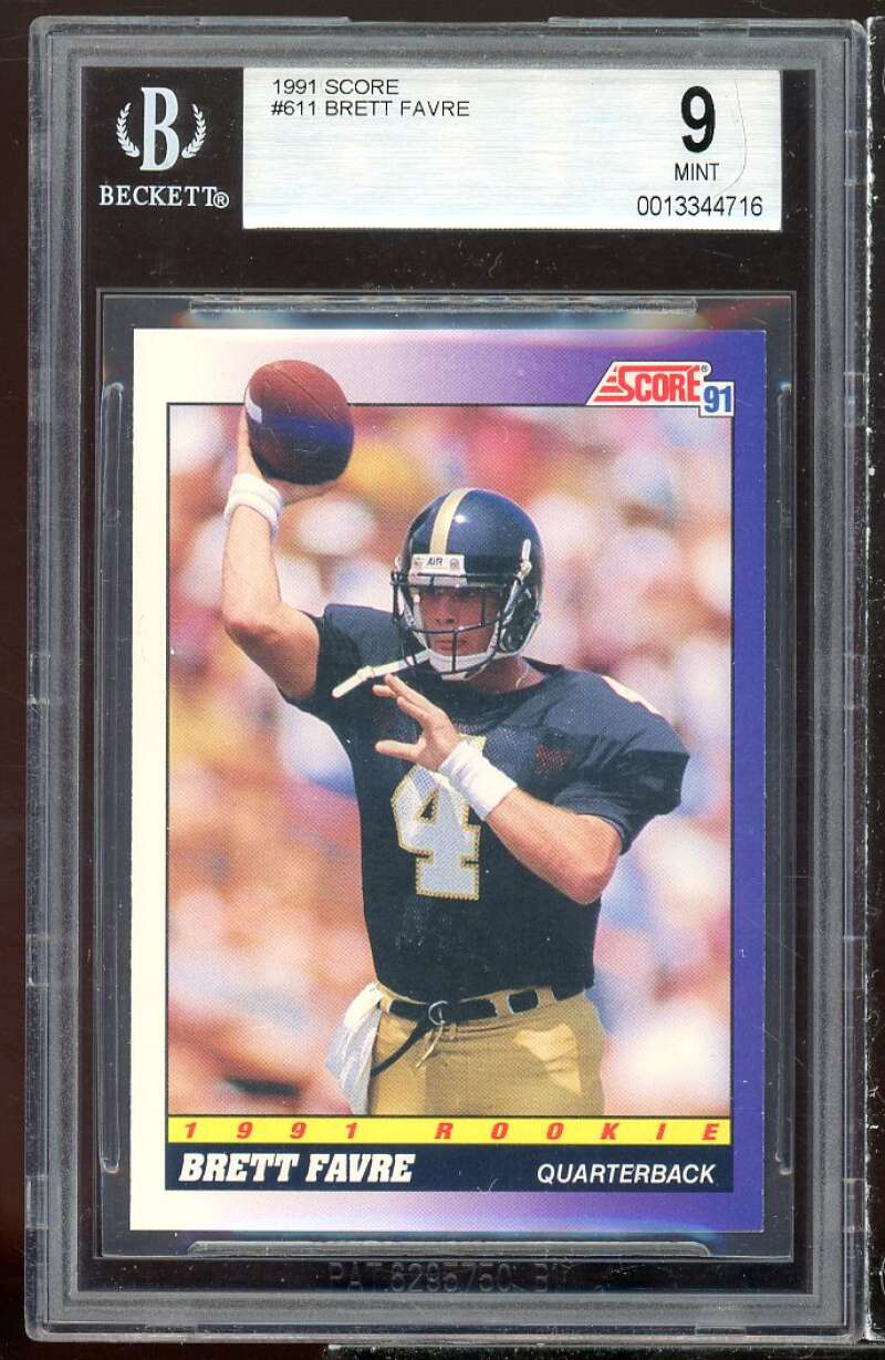 Brett Favre Rookie Card 1991 Score #611 BGS 9 Image 1