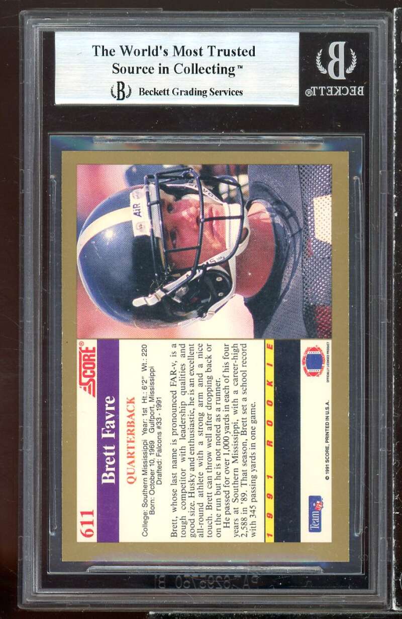 Brett Favre Rookie Card 1991 Score #611 BGS 9 Image 2