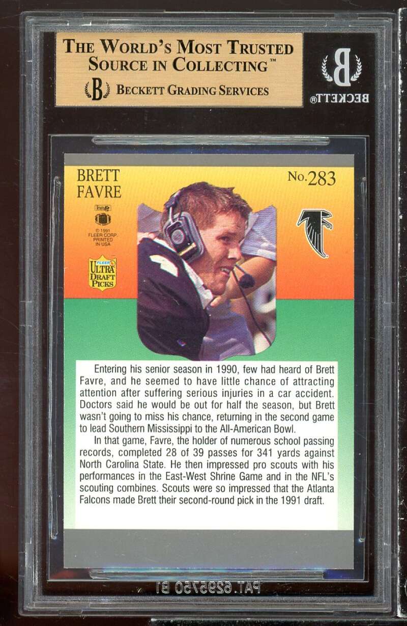 Brett Favre Rookie 1991 Ultra #283 BGS 9.5 (9.5 9 9.5 9.5) Image 2