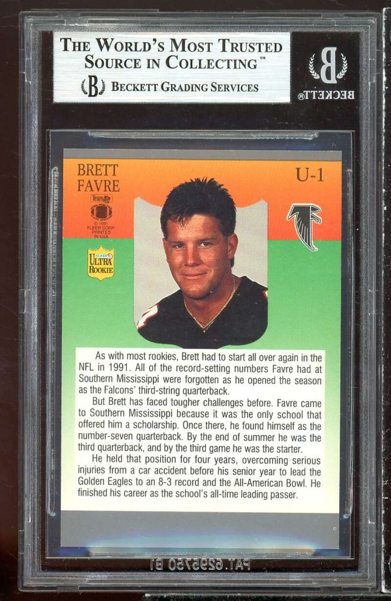 Brett Favre Rookie Card 1991 Ultra Update #U-1 BGS 9 (9.5 9 9 9) Image 2