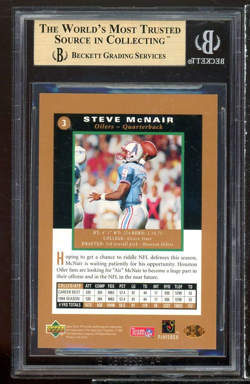 Steve McNair Rookie Card 1995 SP #3 BGS 9.5 (9.5 9 9.5 9.5) Image 2