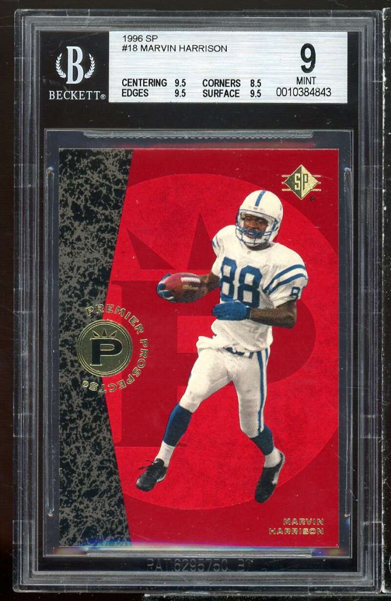 Marvin Harrison Rookie Card 1996 SP #18 BGS 9 (9.5 8.5 9.5 9.5) Image 1