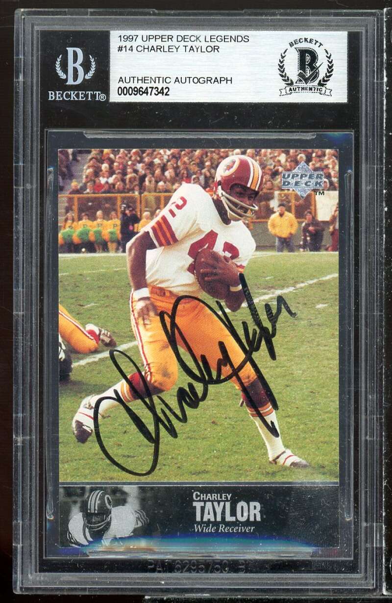 Charley Taylor Card 1997 Upper Deck Legends Autographs #14 BGS Authentic Image 1