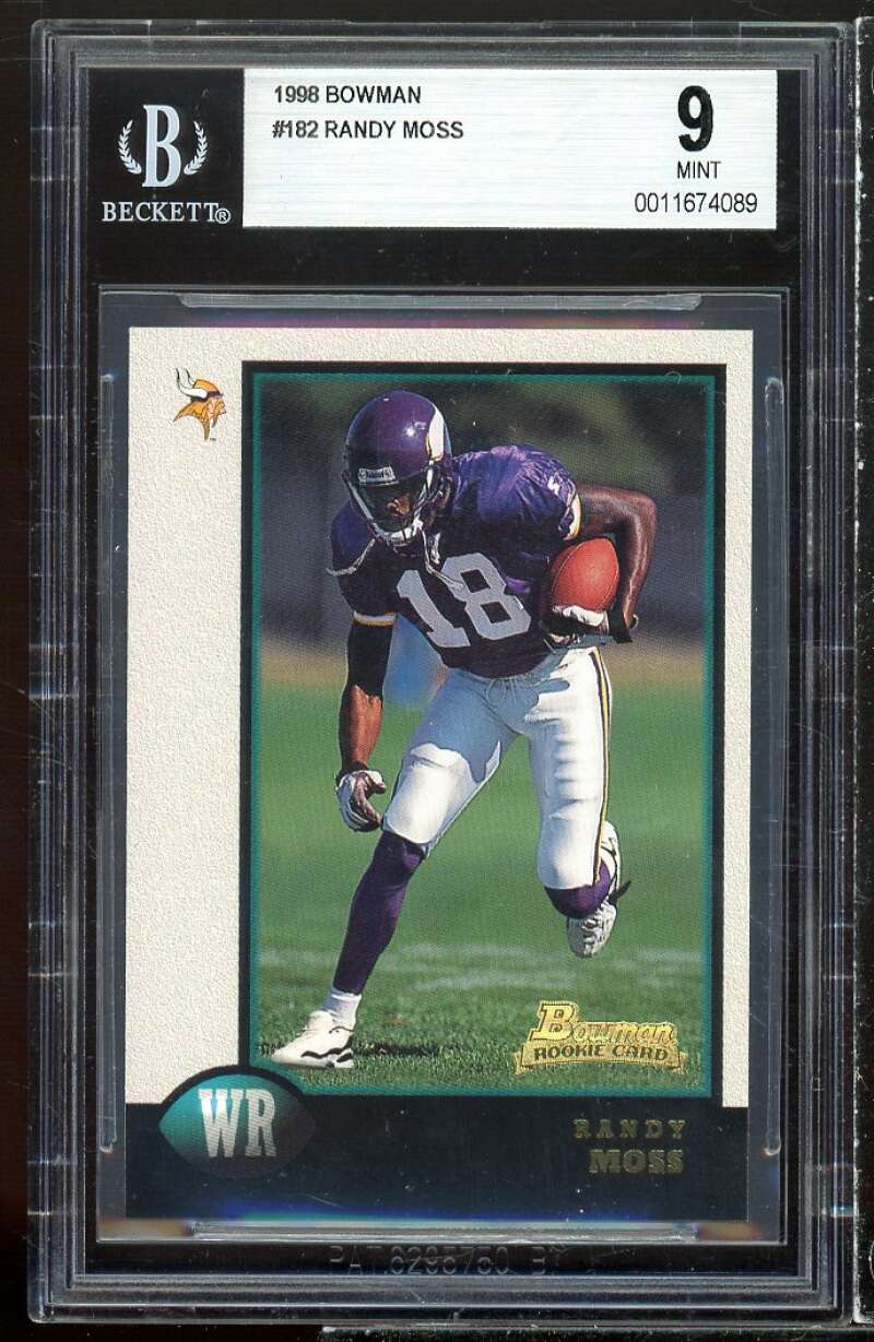 Randy Moss Rookie Card 1998 Bowman #182 BGS 9 Image 1