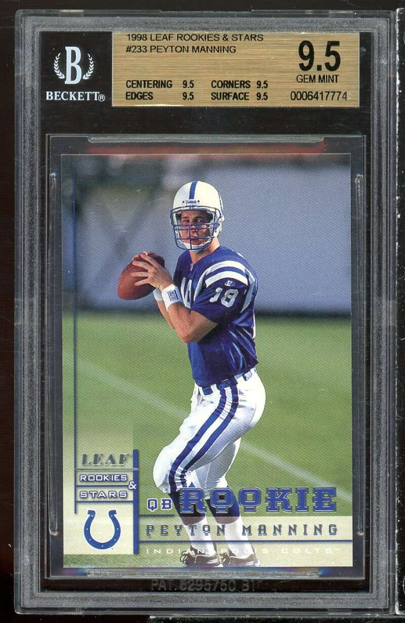 Peyton Manning Rookie 1998 Leaf Rookies n Stars #233 BGS 9.5 (9.5 9.5 9.5 9.5) Image 1