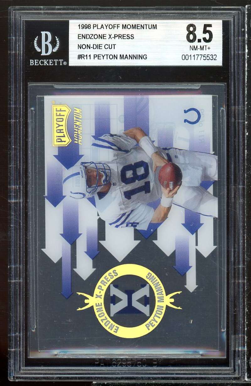 Peyton Manning Rookie 1998 Playoff Momentum Endzone X-Press Non Die Cut BGS 8.5 Image 1